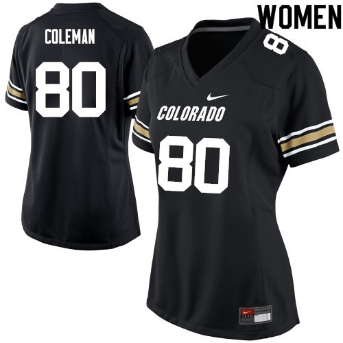 Women #80 Derek Coleman Colorado Buffaloes College Football Jerseys Sale-Black - Click Image to Close